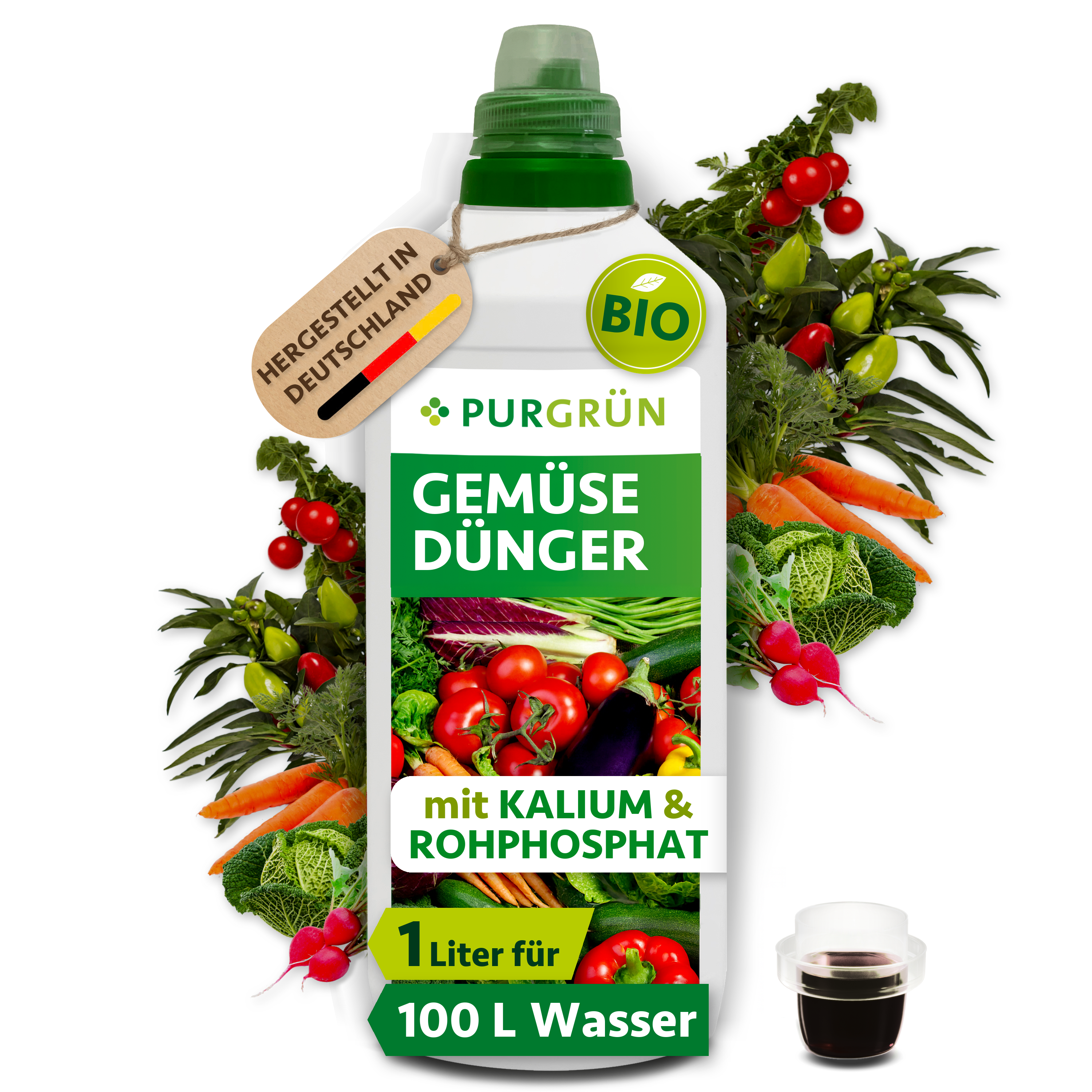 Purgrün | Gemüsedünger Bio flüssig 1 L, organisch-mineralisch, vegan