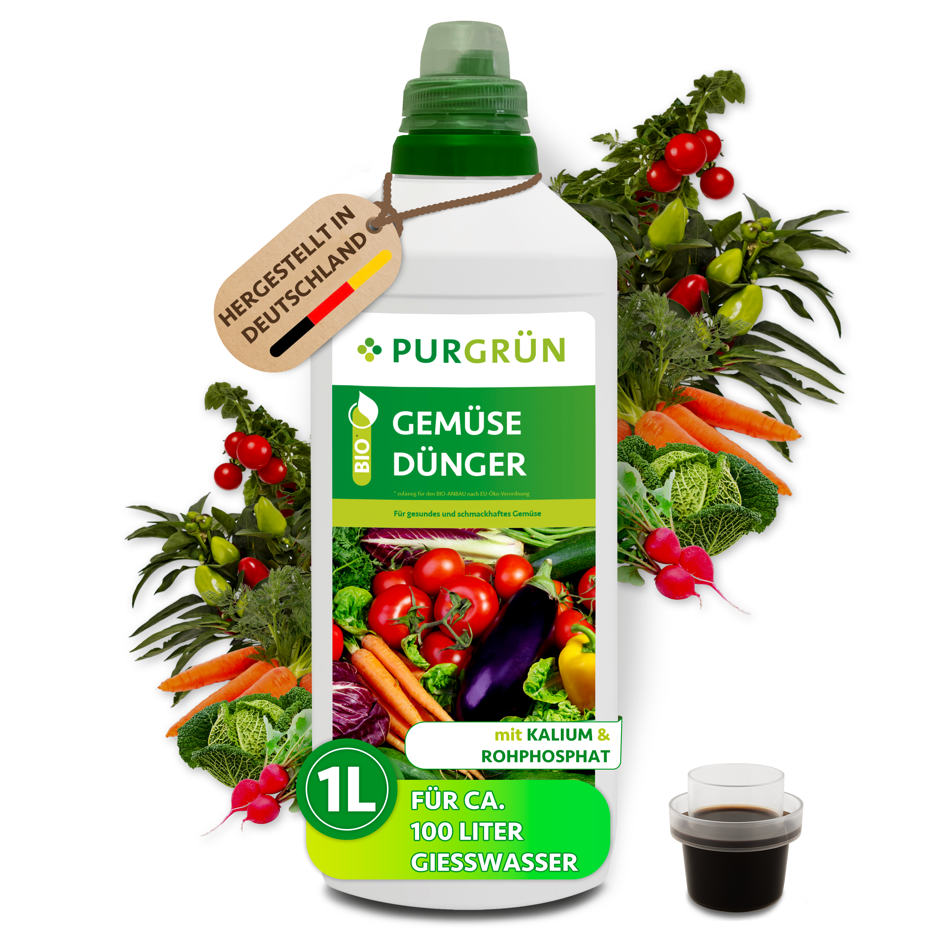 Purgrün / Gemüsedünger Bio flüssig 1 L, organisch-mineralisch, vegan