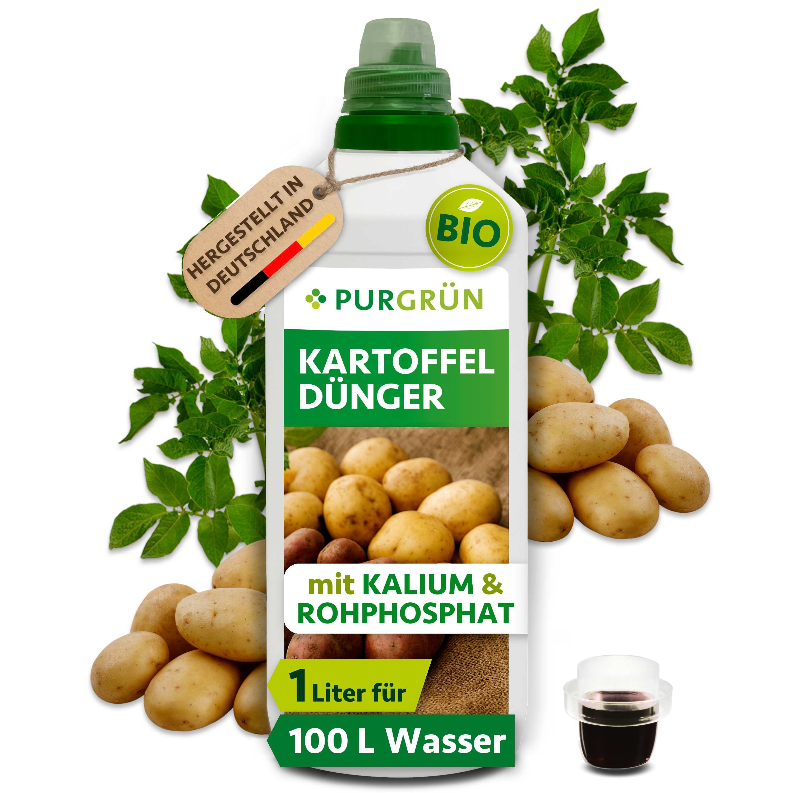 Kartoffeldünger Bio flüssig 1 L, vegan, für kräftige Knollen & reiche Ernte – Purgrün