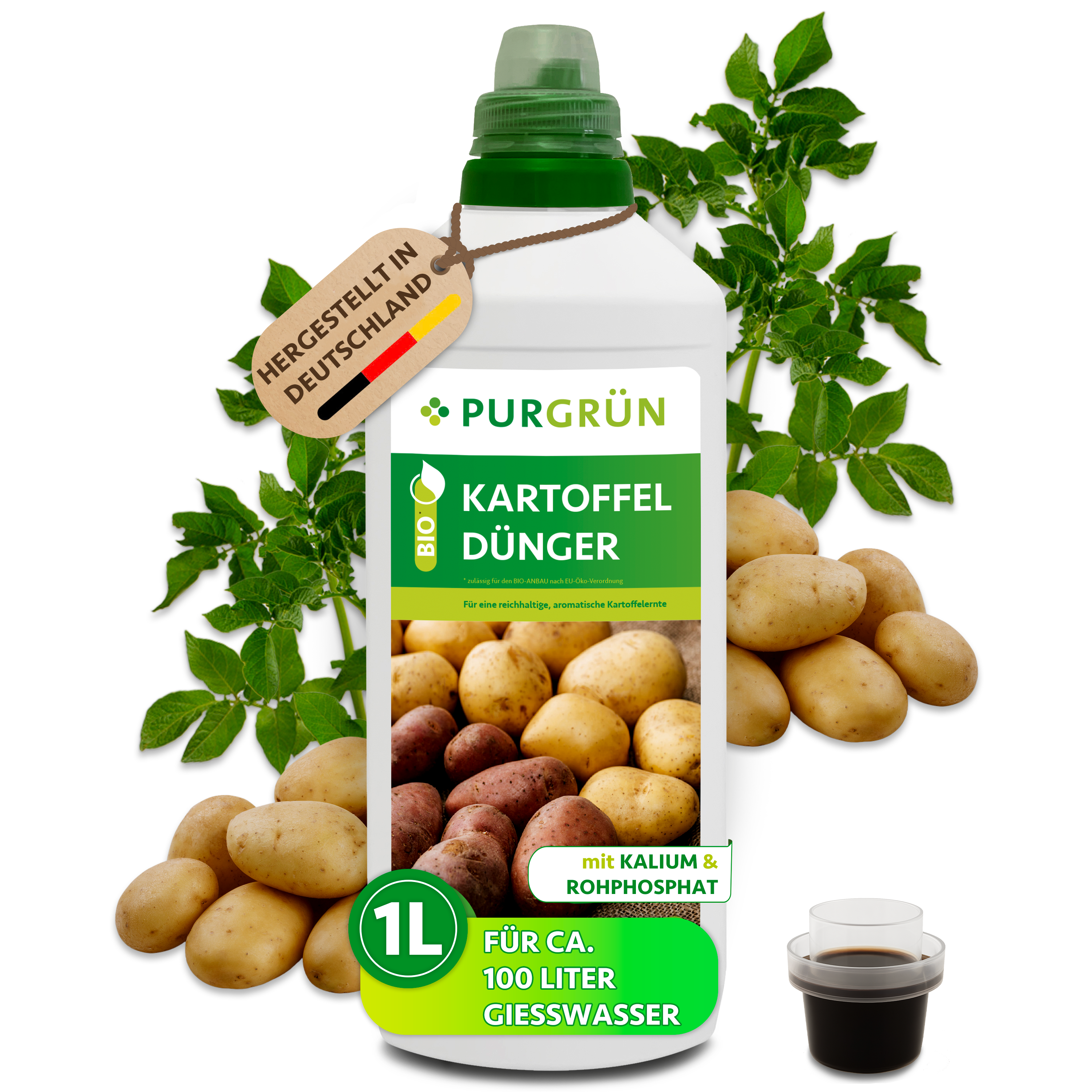 Kartoffeldünger Bio flüssig 1 L, vegan, für kräftige Knollen & reiche Ernte – Purgrün