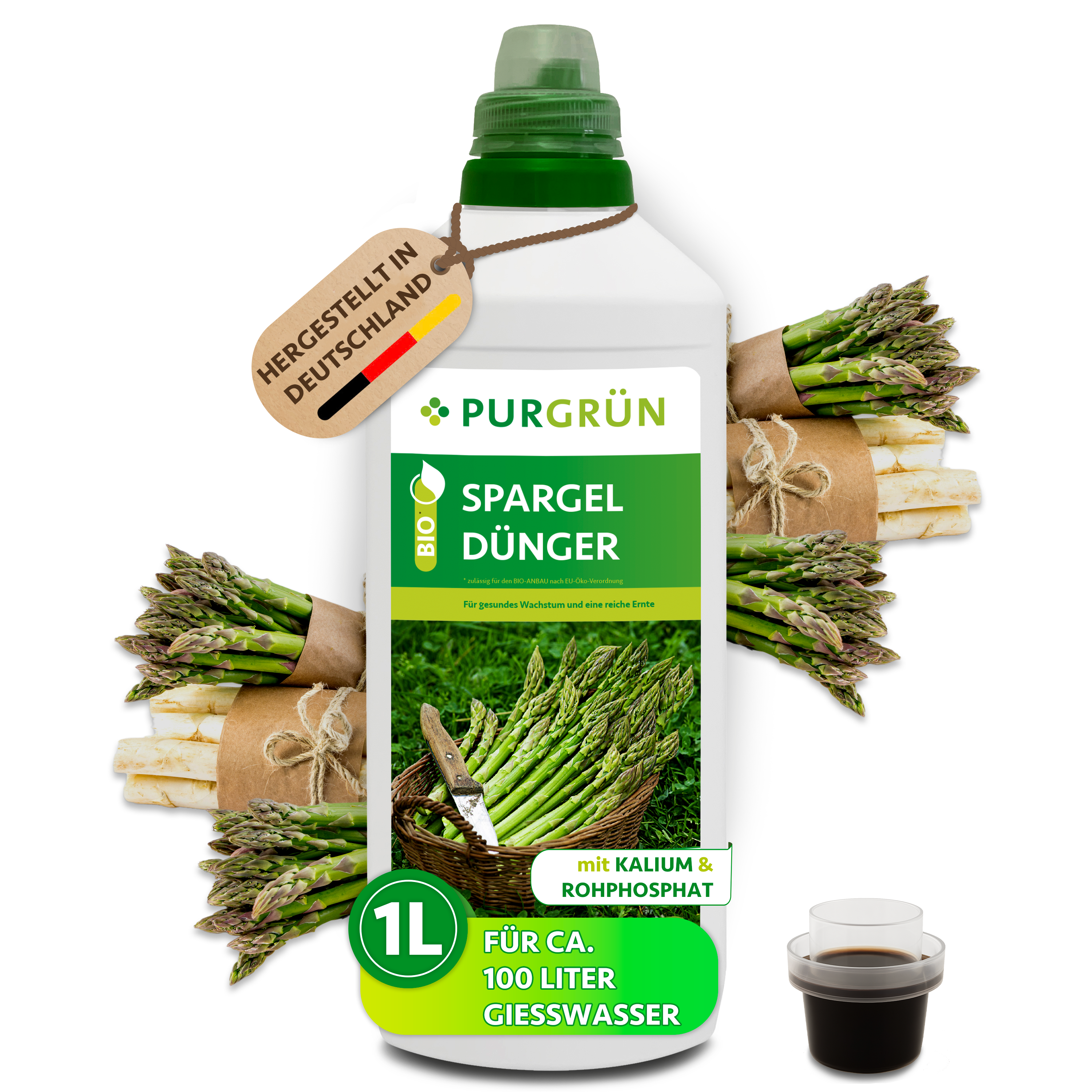Purgrün / Spargeldünger Bio flüssig 1 L für 100 L Gießwasser, kaliumreich, für kräftige Spargelstangen