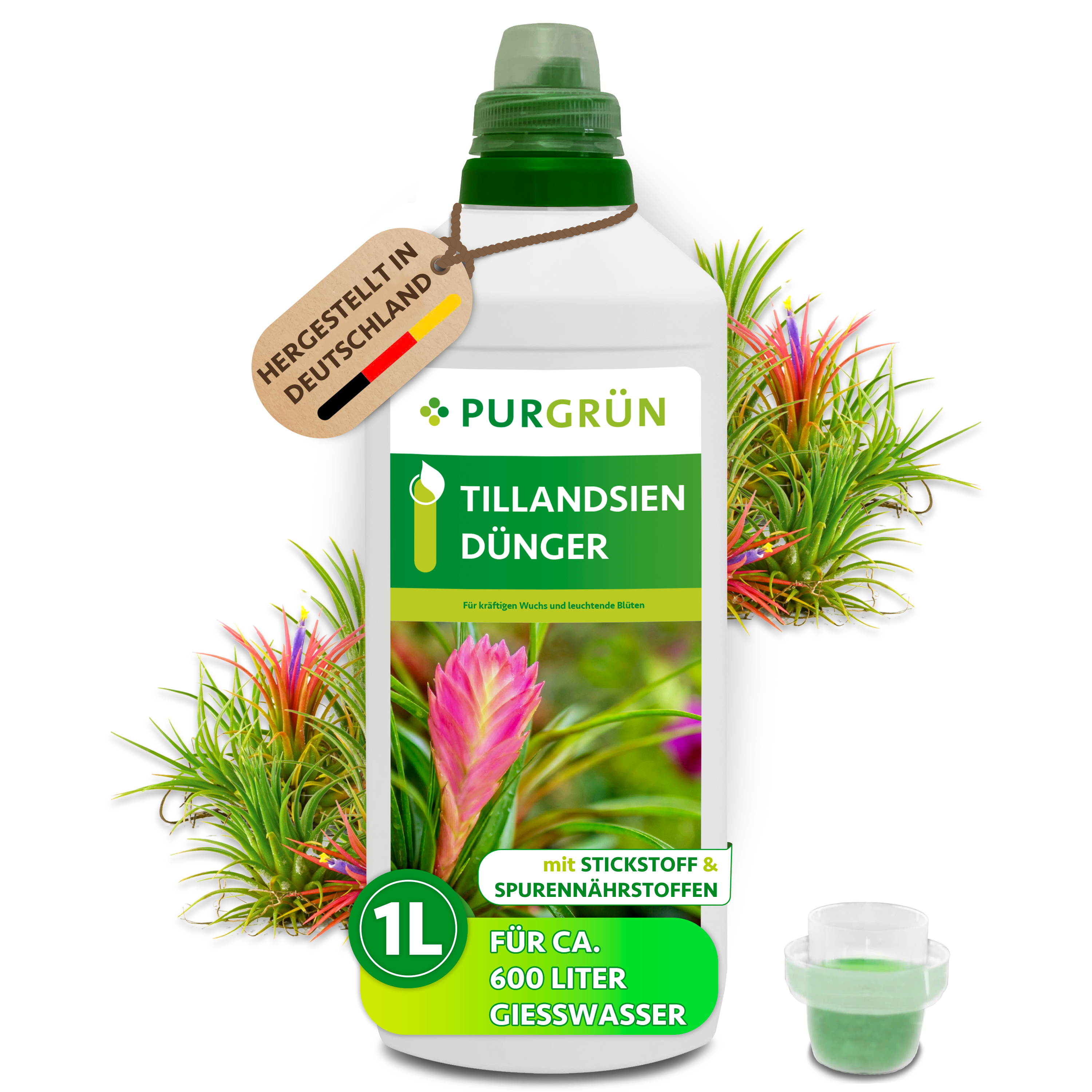 Tillandsien Dünger flüssig 1 L, kaliumreich, für üppige langanhaltende Blüten – Purgrün