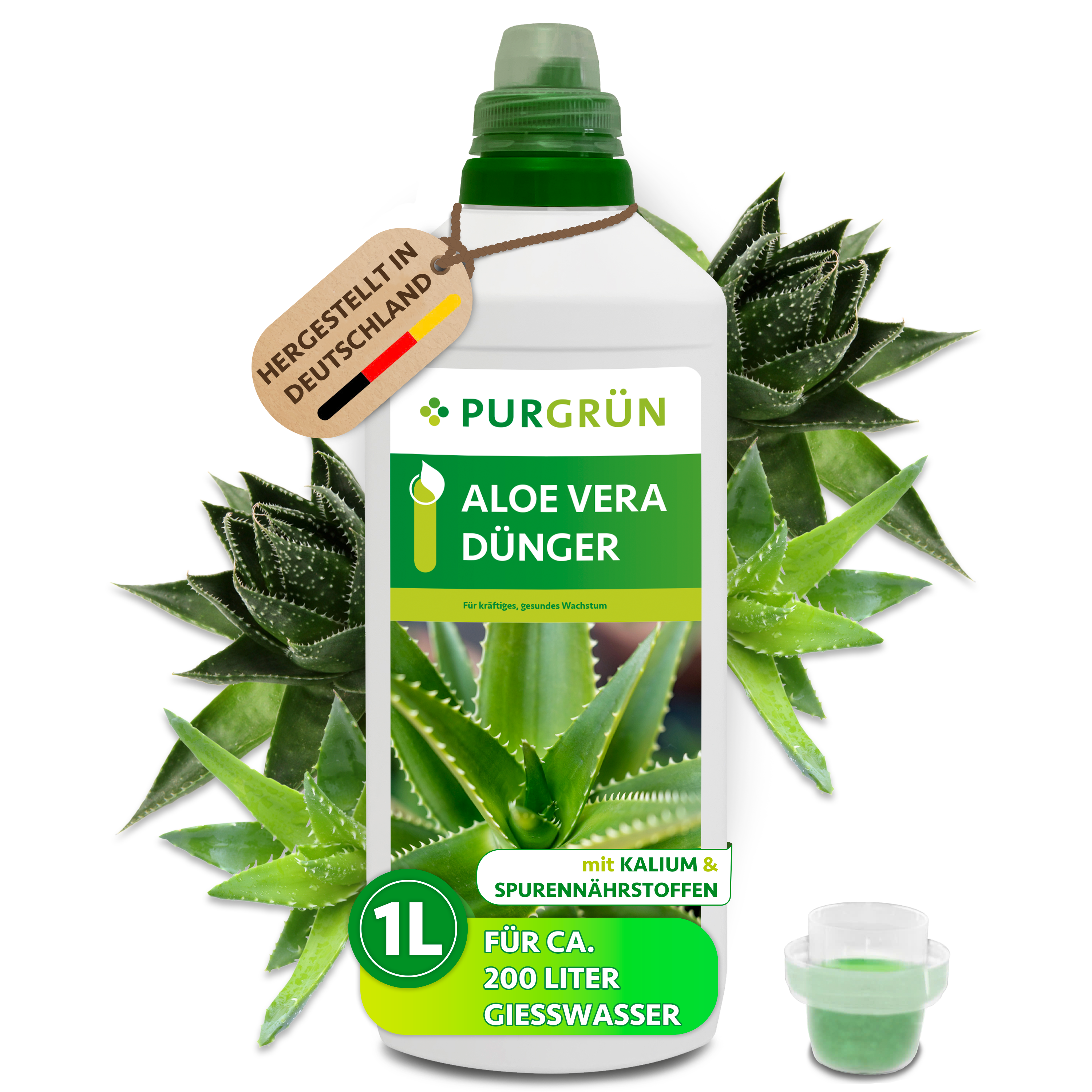 Aloe-Vera Dünger flüssig 1 L, für 200 L Gießwasser, mineralisch, mit Spurennährstoffen – Purgrün