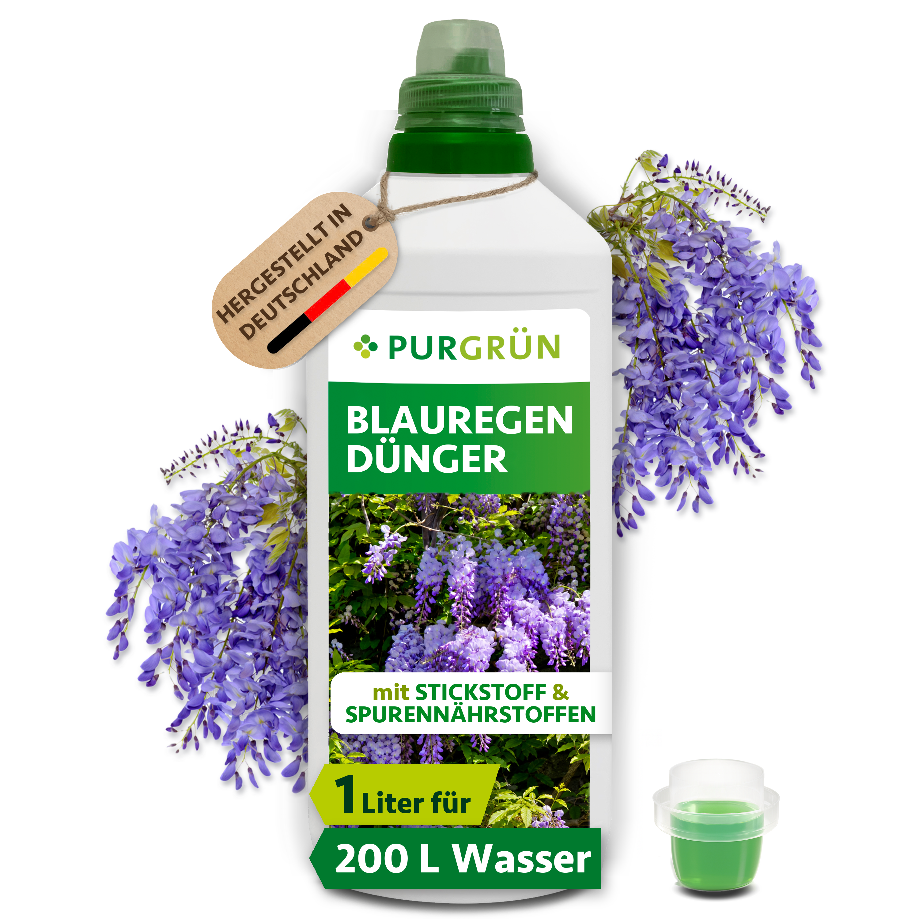 Purgrün | Blauregen Dünger flüssig 1 L, kaliumreich, für üppige Blüten