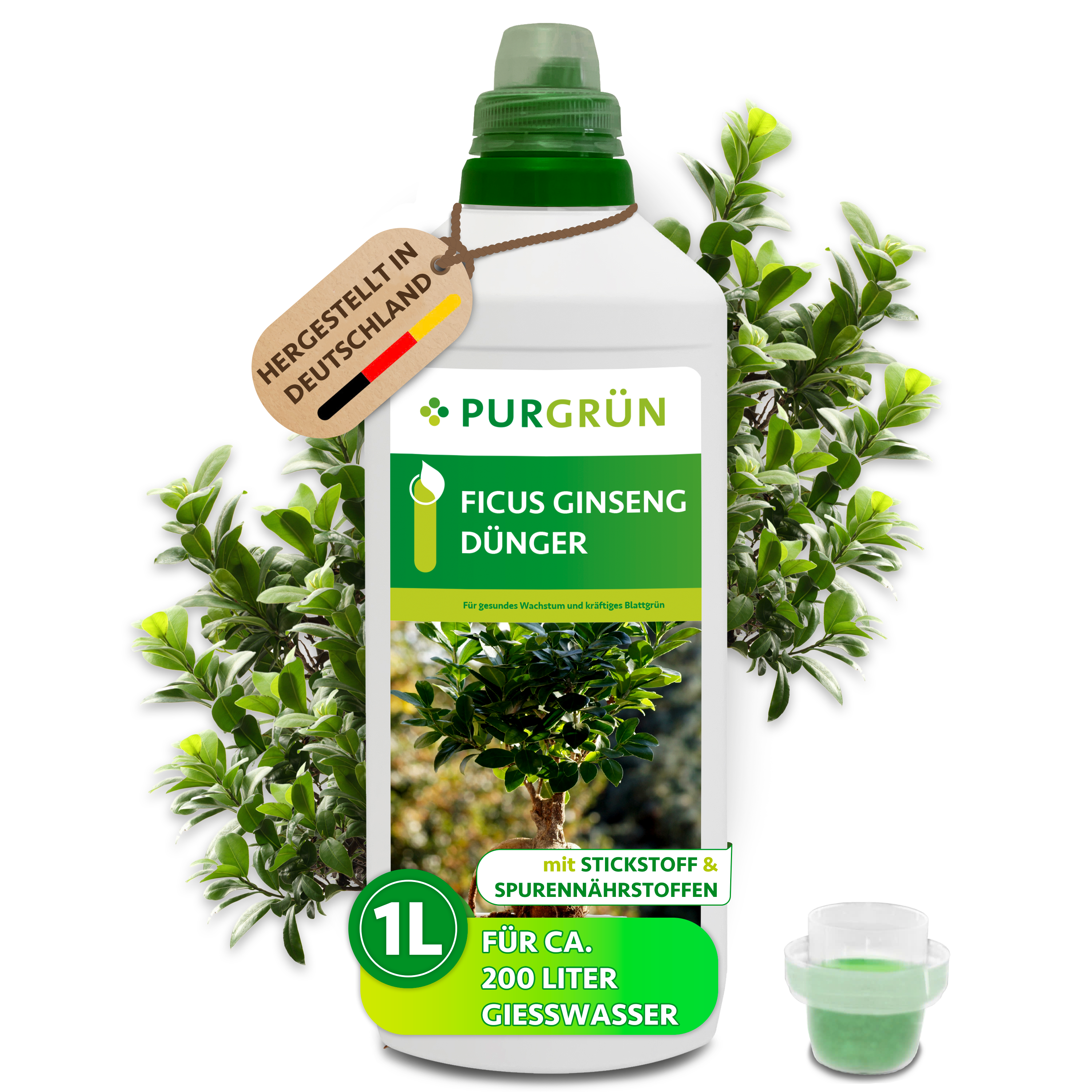Purgrün / Ficus-Ginseng Dünger flüssig 1 L, für 200 L Gießwasser, mit Spurennährstoffen