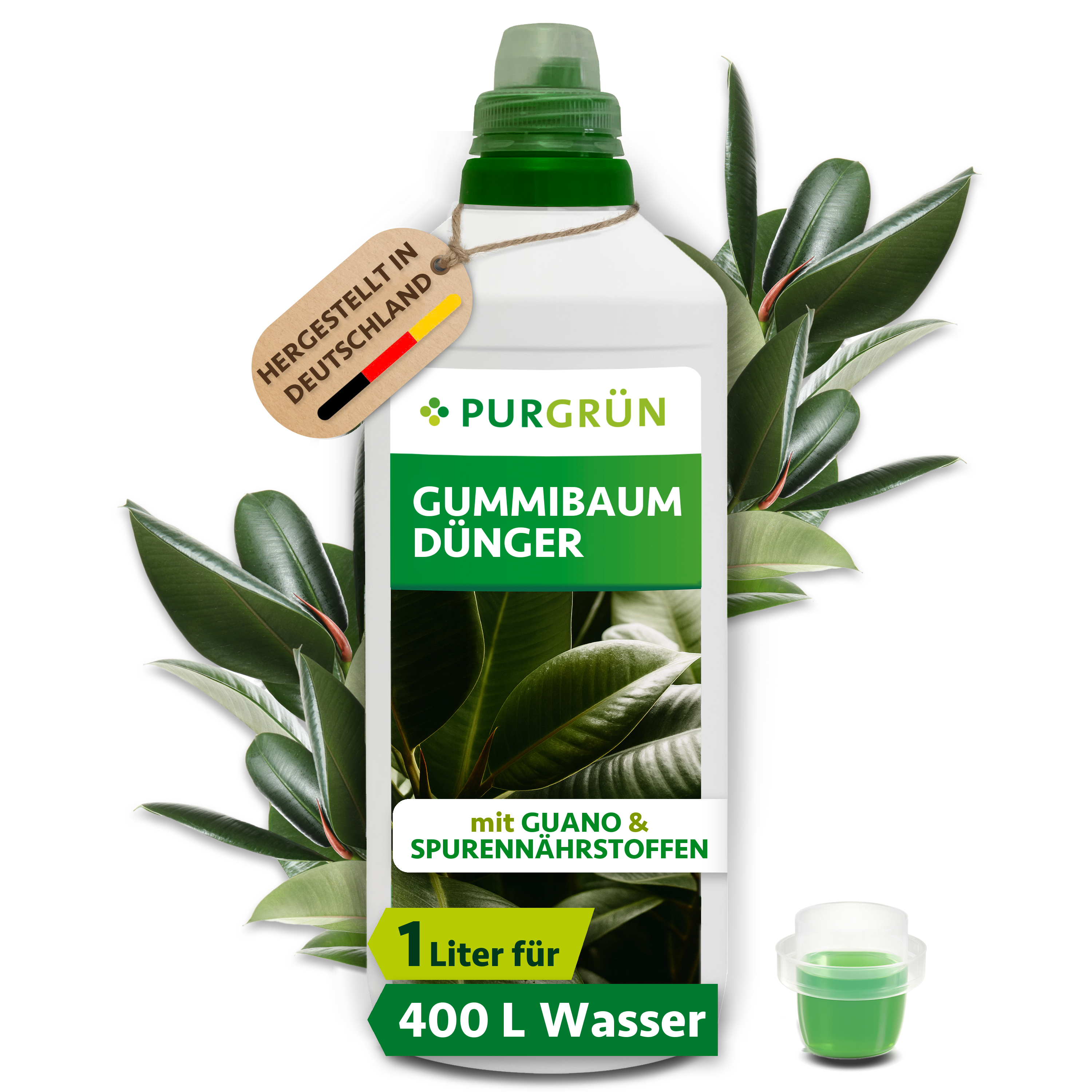 Gummibaum Dünger flüssig 1 L, für 400 L Gießwasser, organisch-mineralisch, mit Guano – Purgrün