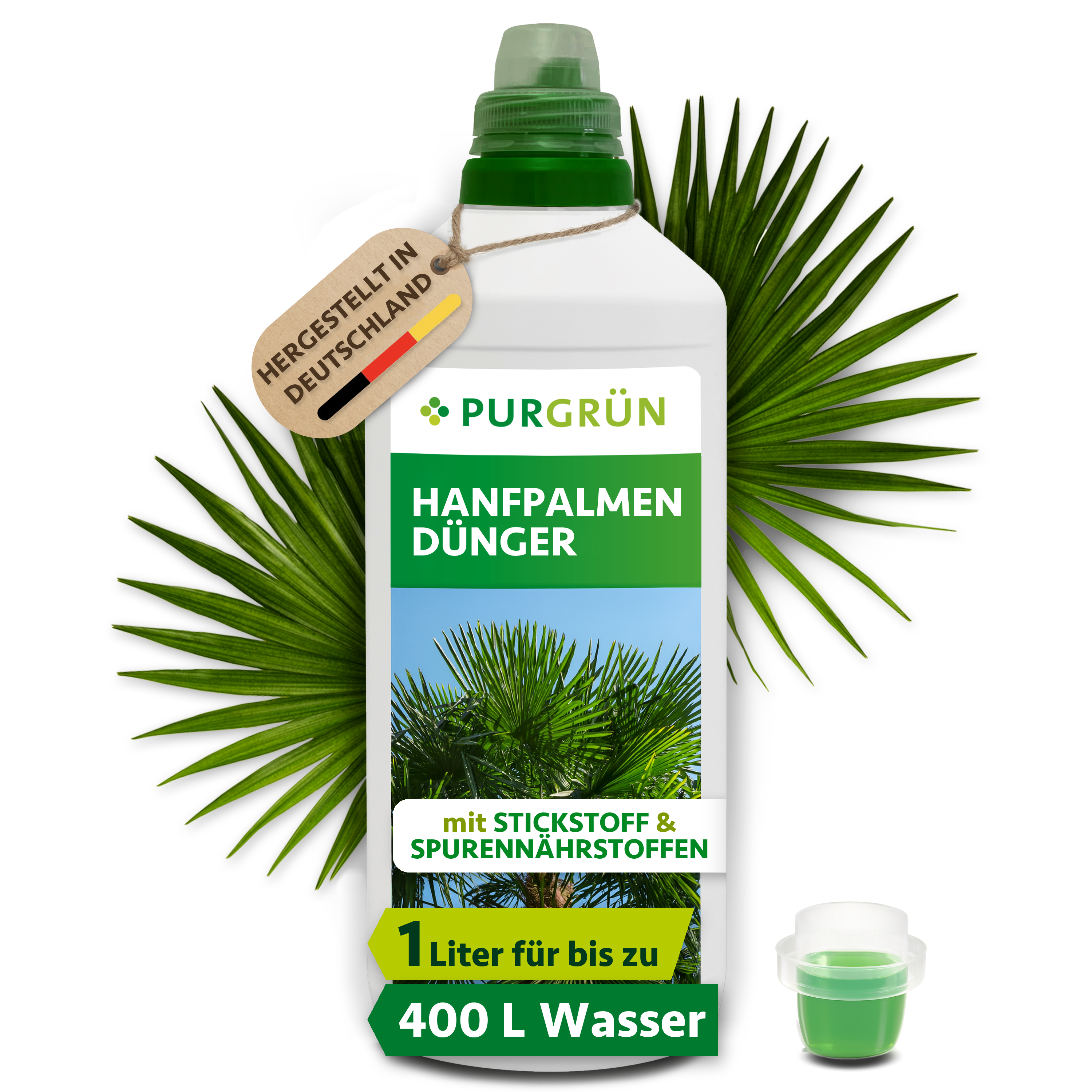 Hanfpalmen Dünger flüssig 1 L für 400 L Gießwasser, Indoor & Outdoor – Purgrün