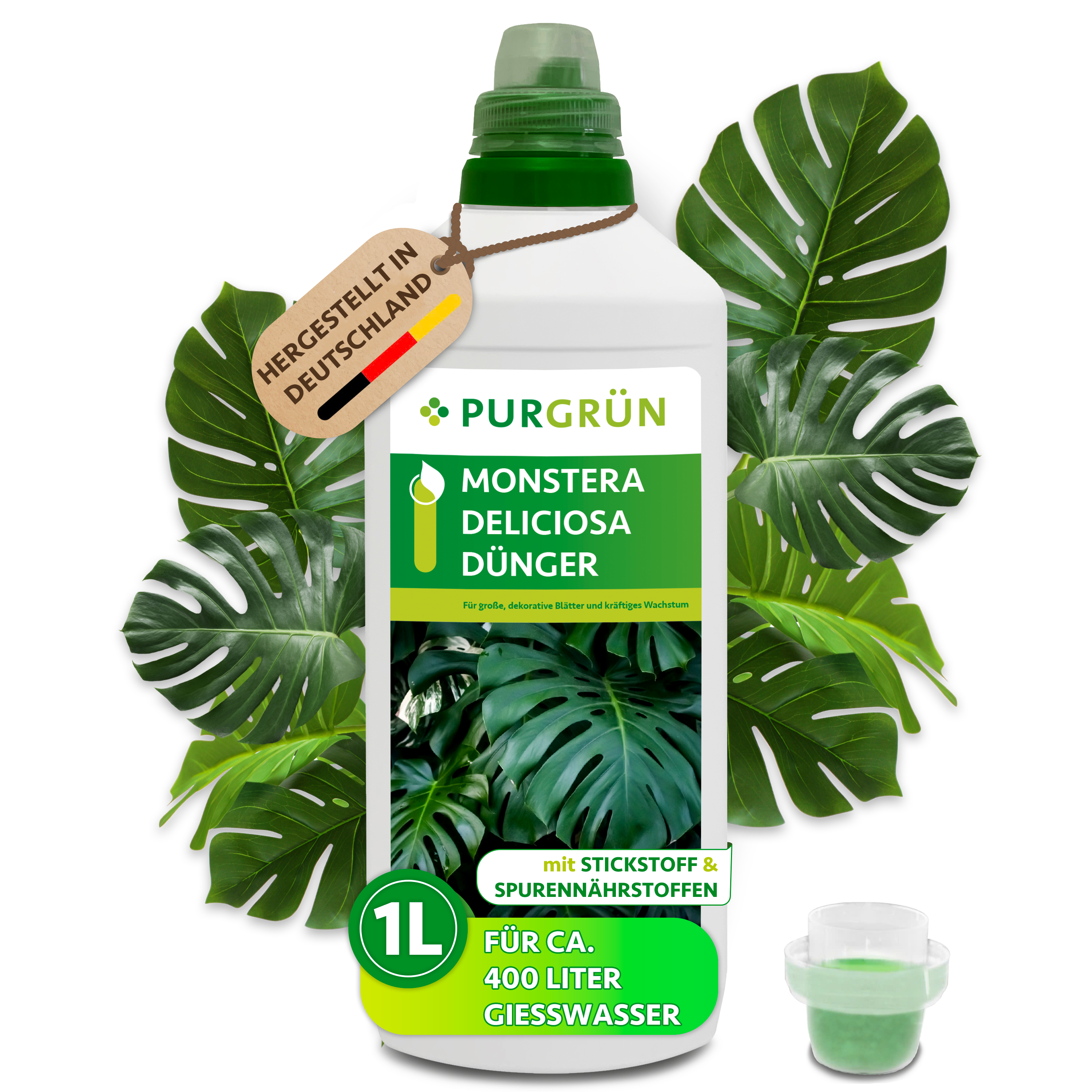 Purgrün / Monstera-Deliciosa Dünger flüssig 1 L, mineralisch, für große sattgrüne Blätter