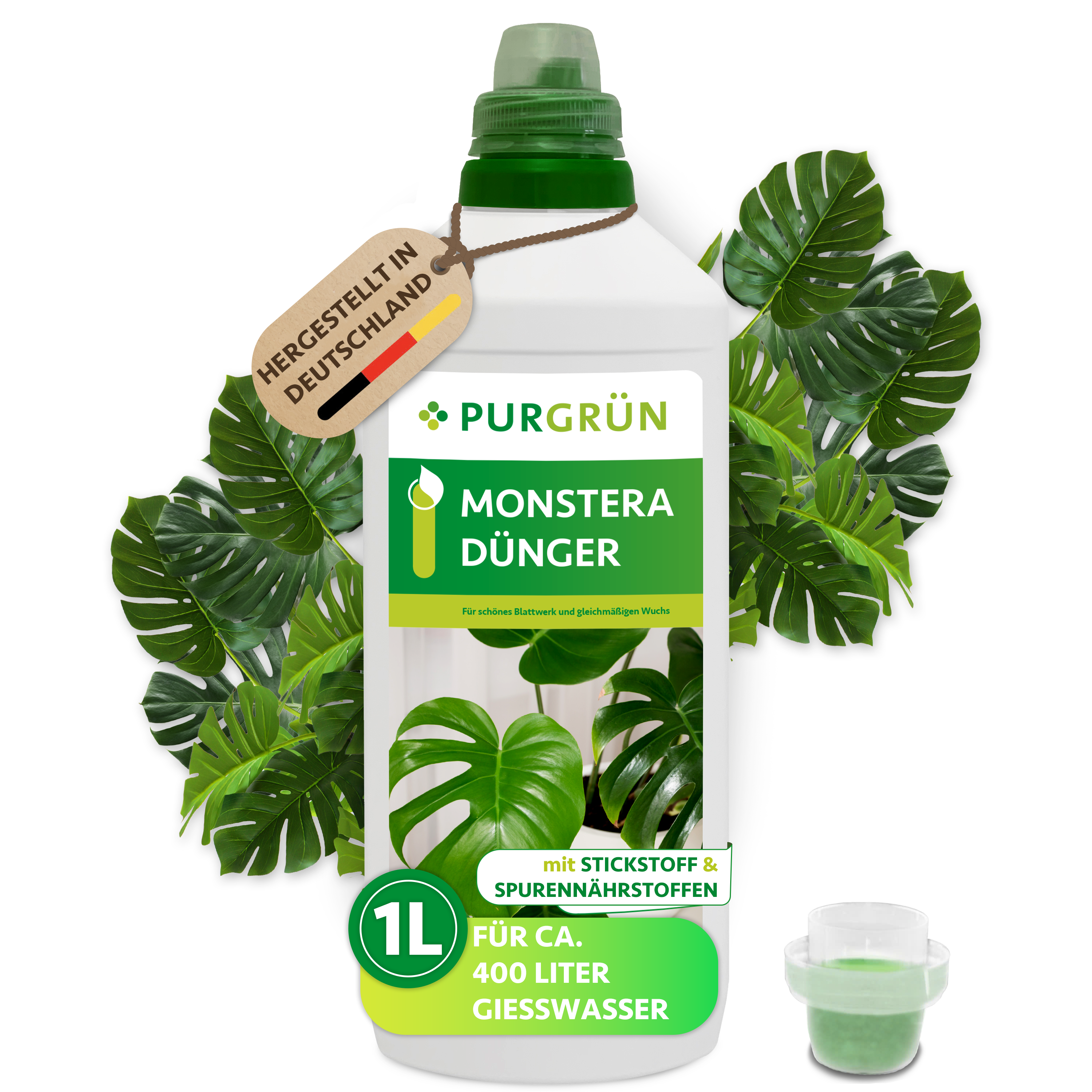 Monstera Dünger flüssig 1 L für 400 L Gießwasser, für kräftiges Blattwachstum – Purgrün