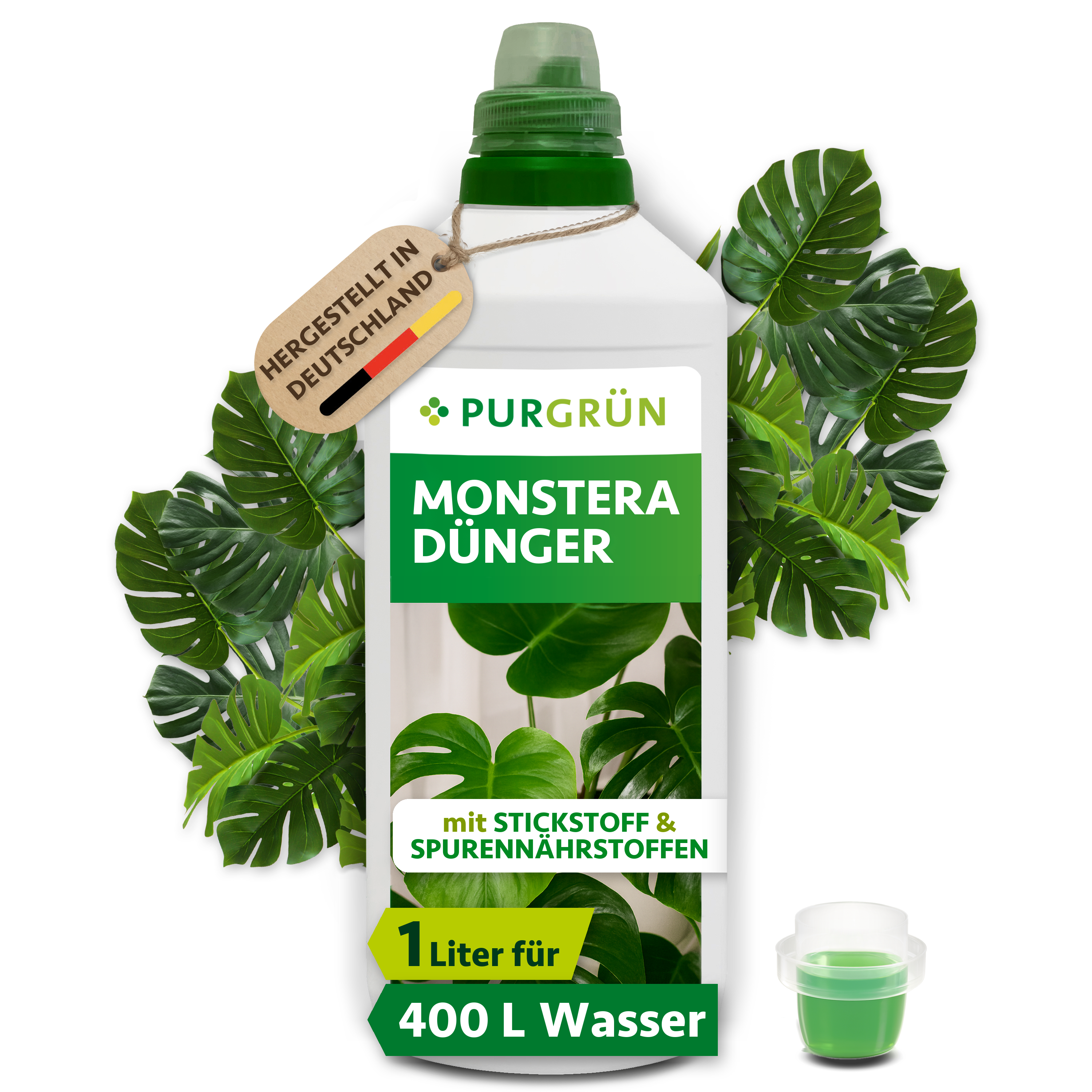 Monstera Dünger flüssig 1 L für 400 L Gießwasser, für kräftiges Blattwachstum – Purgrün