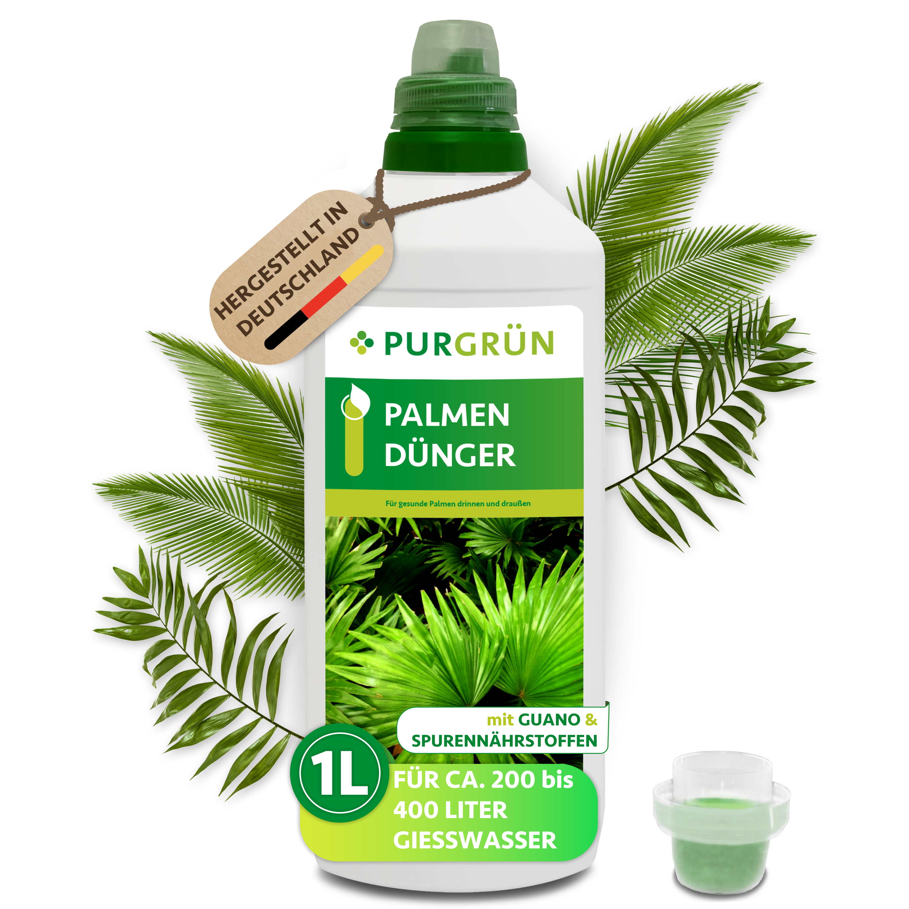 Purgrün / Palmendünger flüssig 1 L für 400 L Gießwasser, für sattgrüne Palmwedel