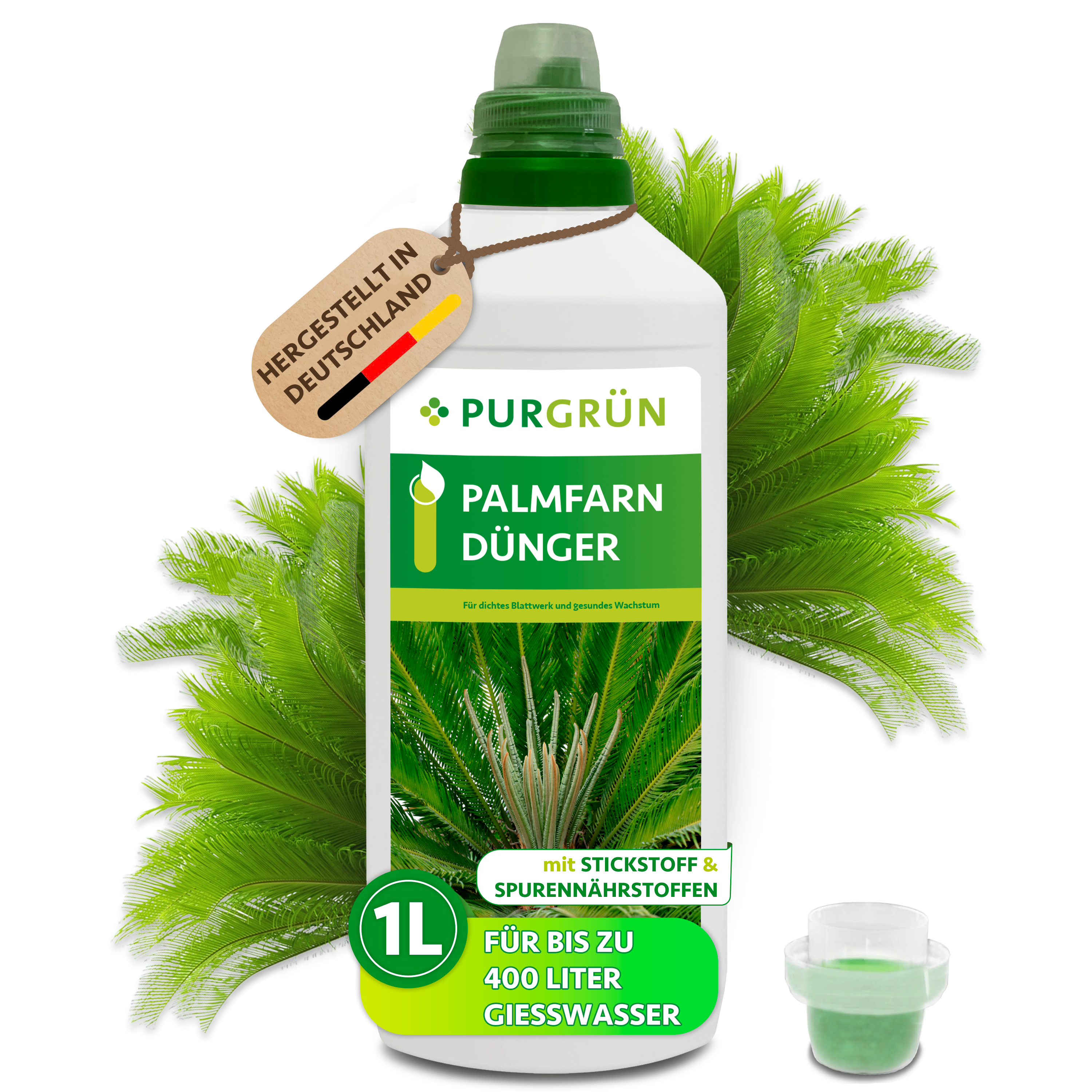 Purgrün / Palmfarn Dünger flüssig 1 L, ergiebig für 400 L, mineralisch, mit Spurennährstoffen
