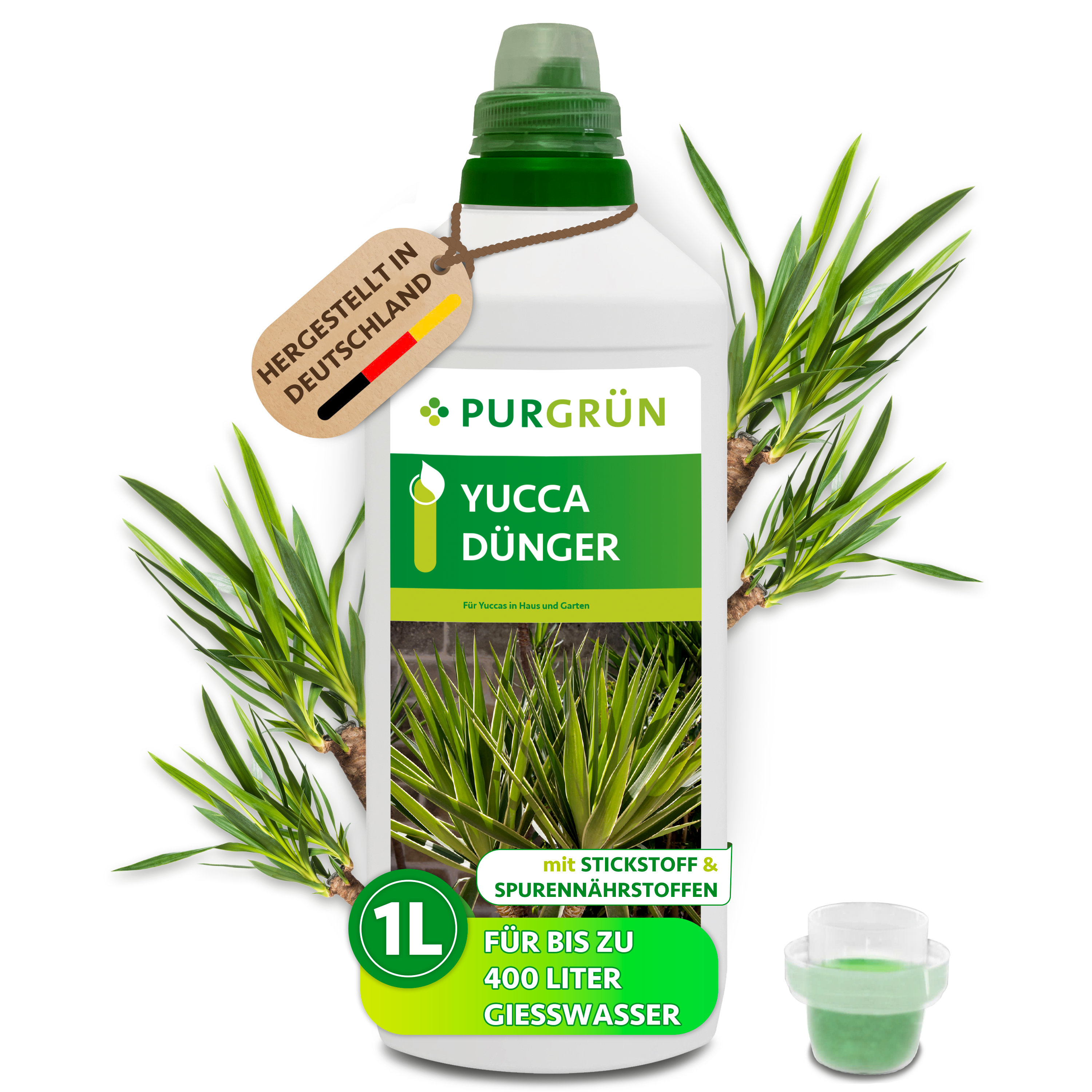 Yucca Dünger flüssig 1 L für 400 L Gießwasser, für sattgrüne Palmwedel – Purgrün