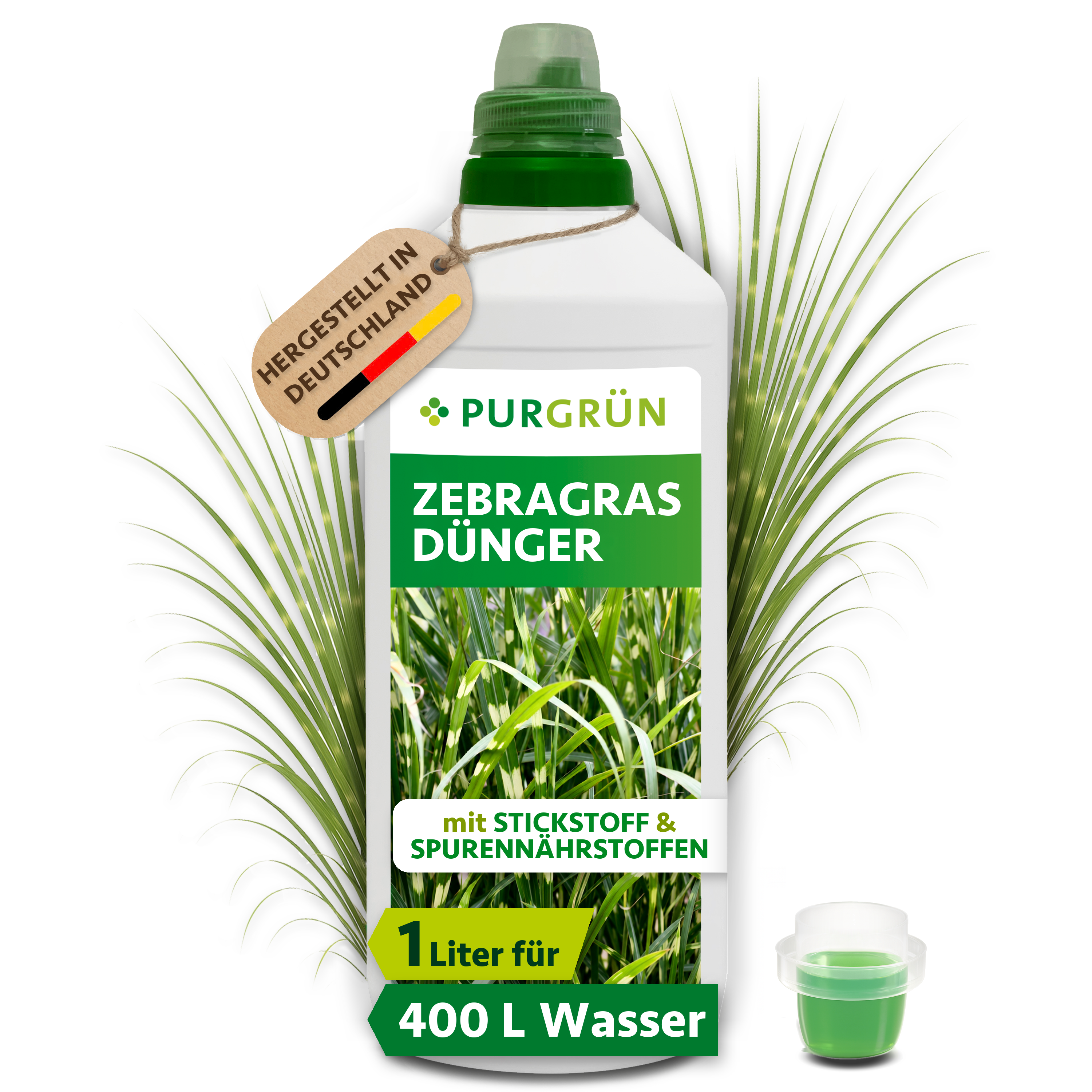 Zebragras Dünger flüssig 1 L für 400 L Gießwasser, für leuchtend gestreifte Blätter – Purgrün