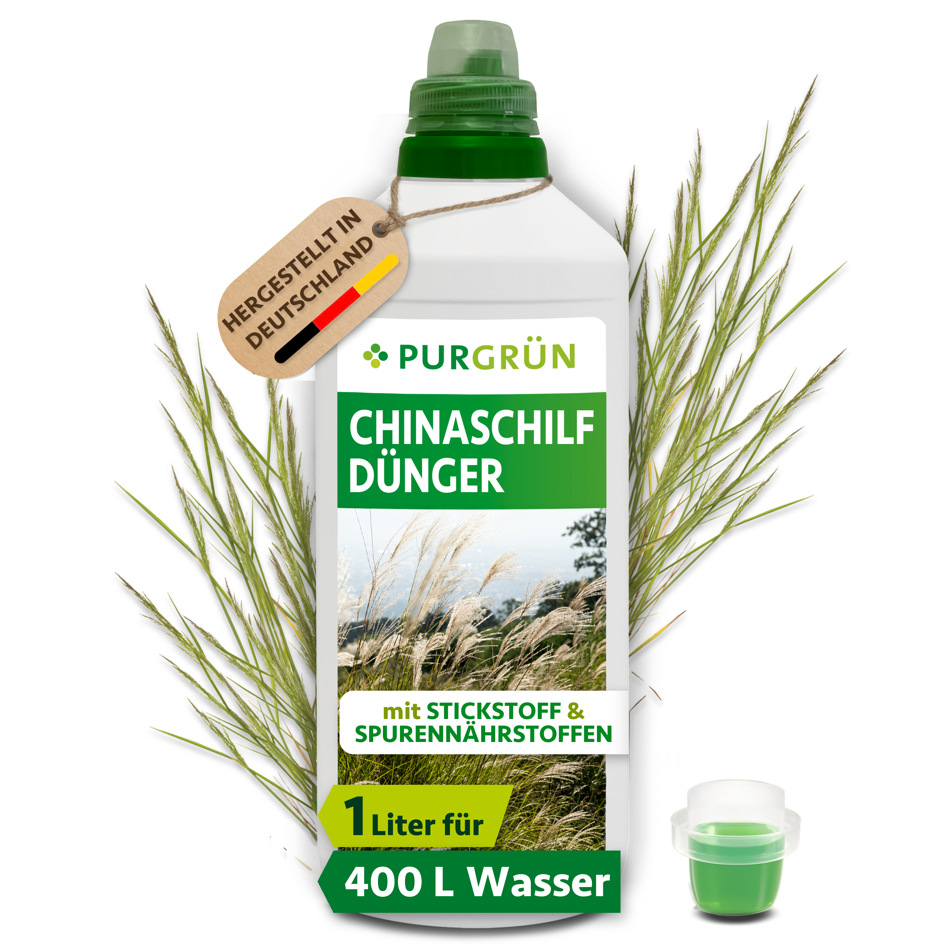 Chinaschilf Dünger flüssig 1 L, für 400 L Gießwasser, mineralisch, mit Spurennährstoffen – Purgrün