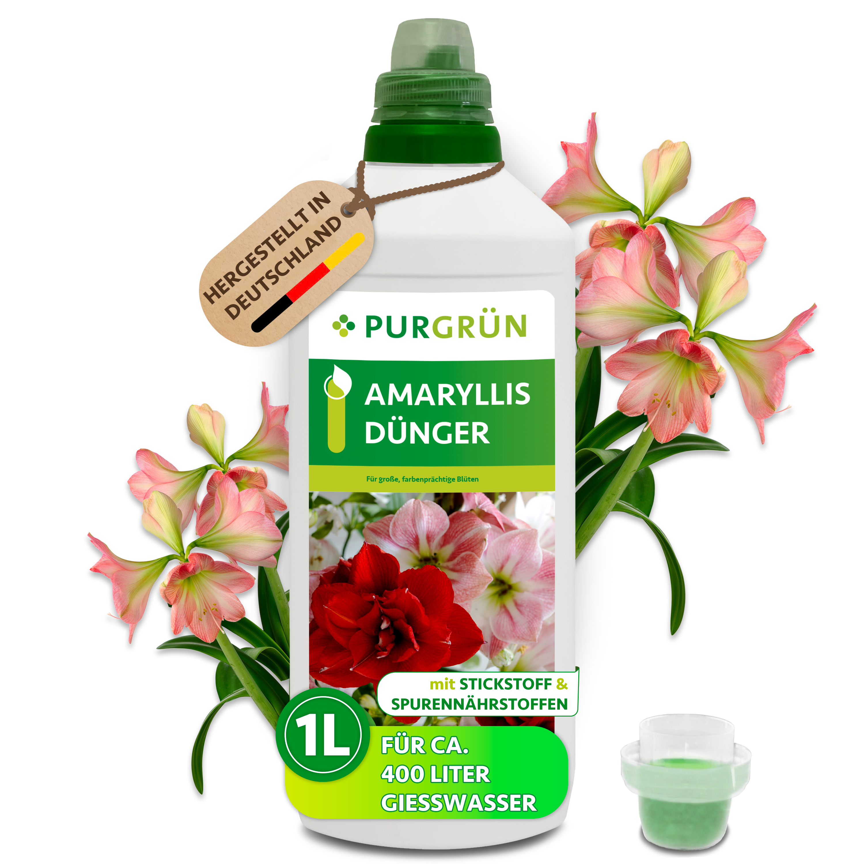 Purgrün / Amaryllis Dünger flüssig 1 L für 400 L Gießwasser, für kräftige Stiele & üppige Blüten