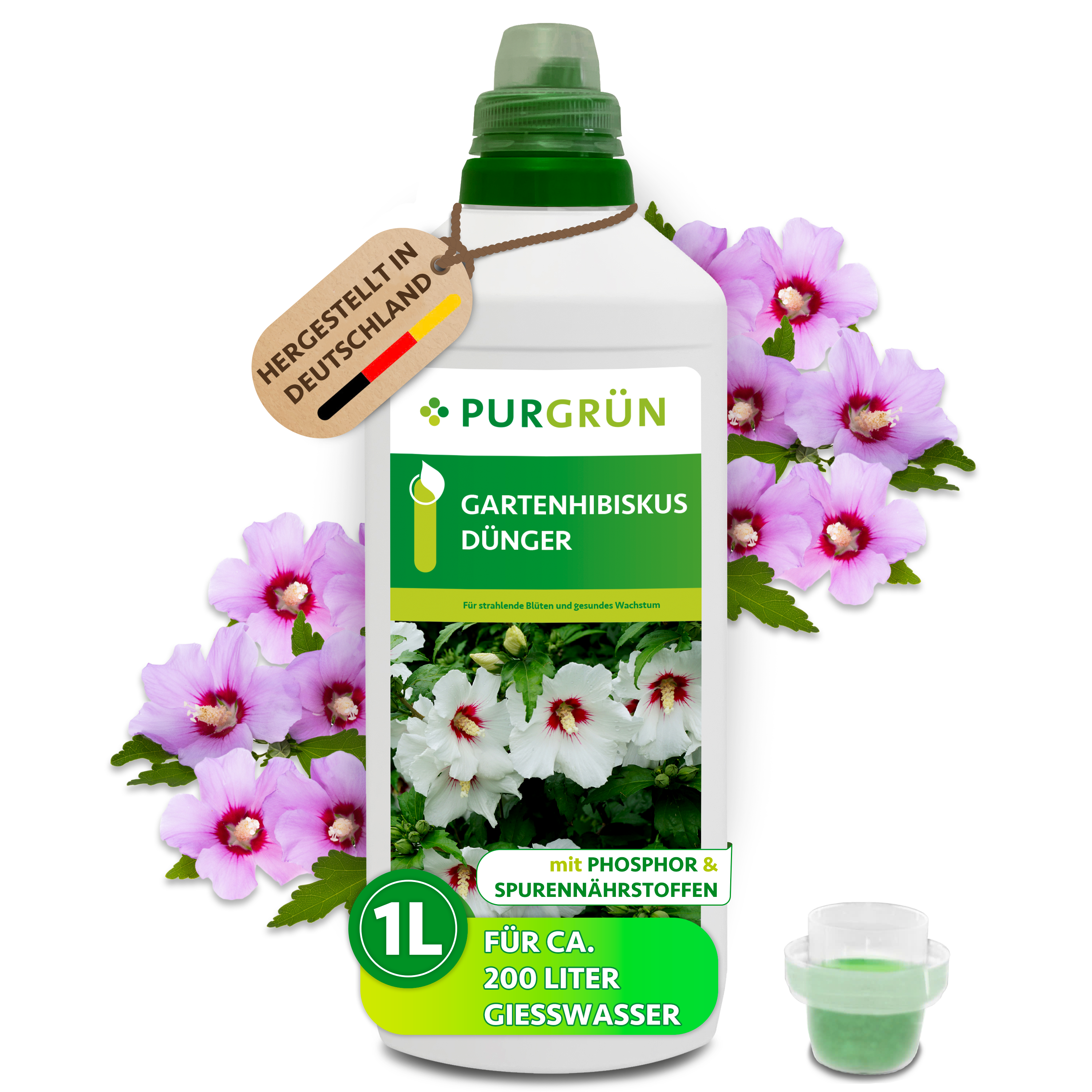 Purgrün / Gartenhibiskus Dünger flüssig 1 L für ca. 200 L Gießwasser, mineralisch, für üppige Blüten