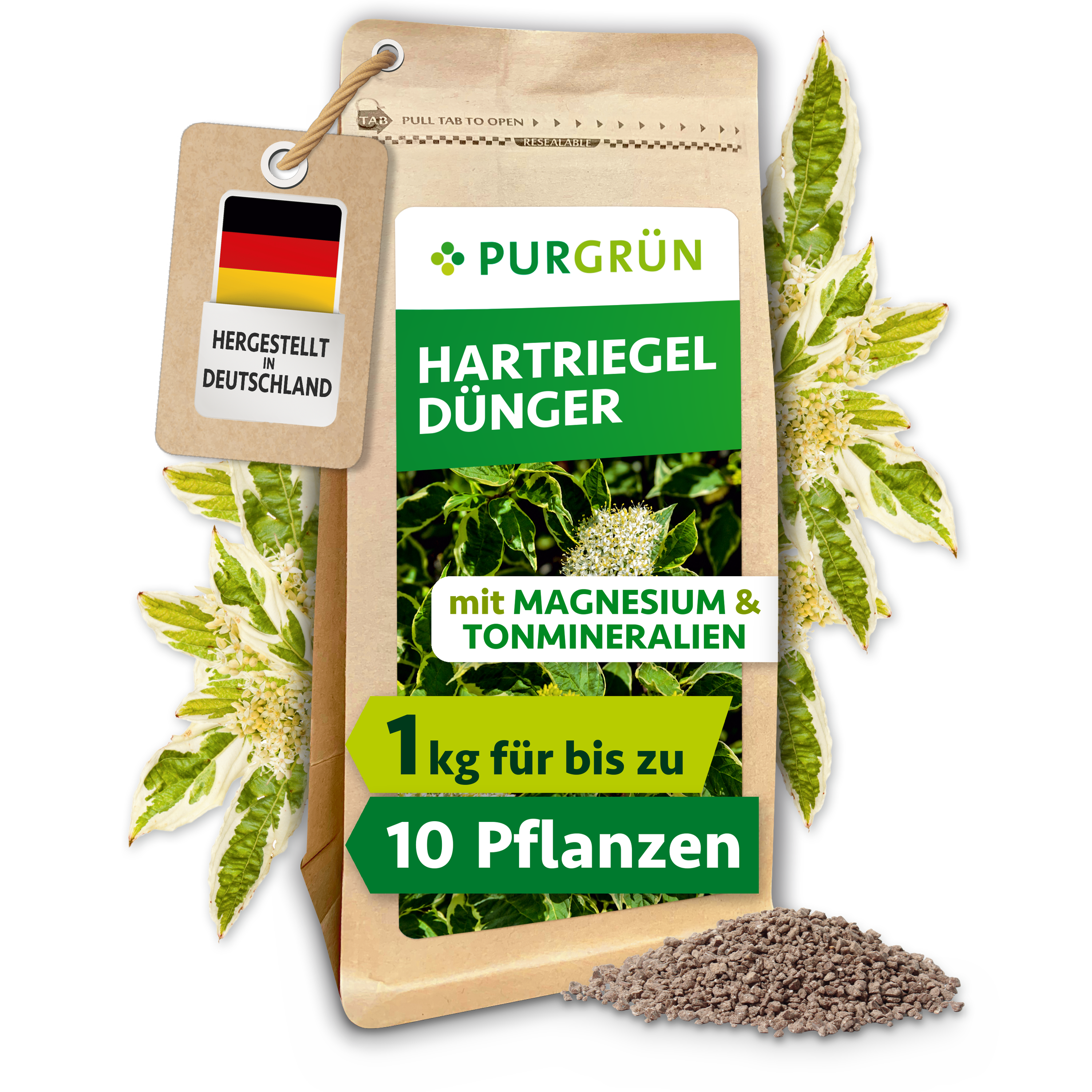Hartriegel Dünger Granulat 1 kg, mit Magnesium, Langzeitwirkung – Purgrün