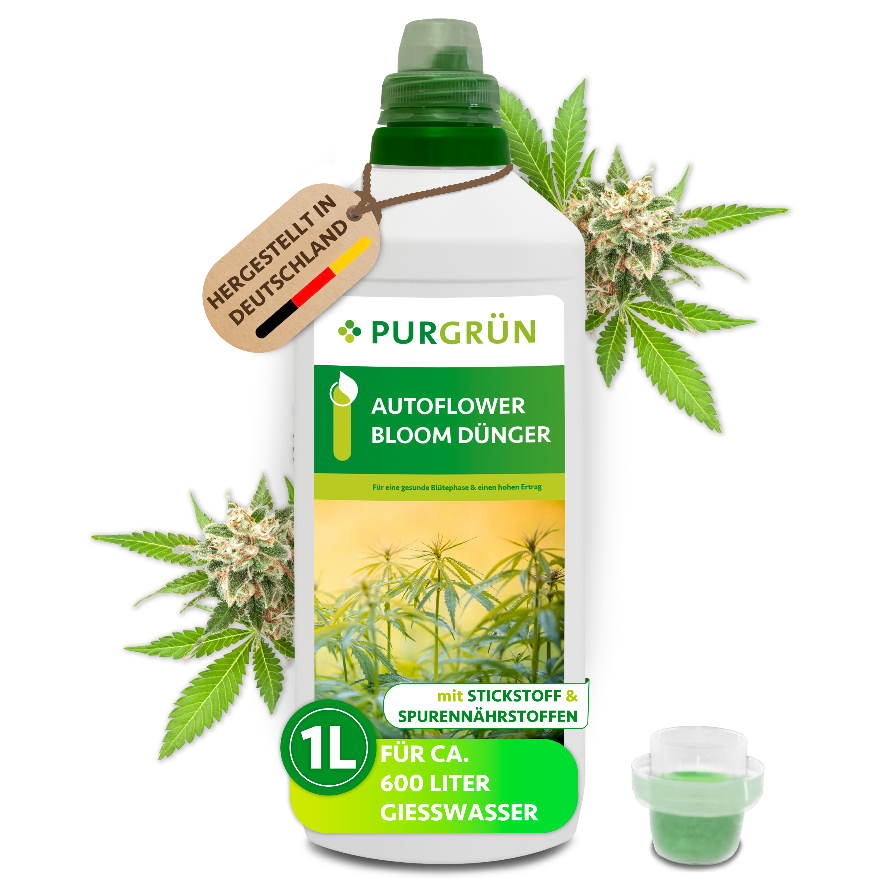 Autoflower Blüte Dünger flüssig 1 L, für 600 L Gießwasser, phosphor- und kaliumreich, mit Spurennährstoffen – Purgrün