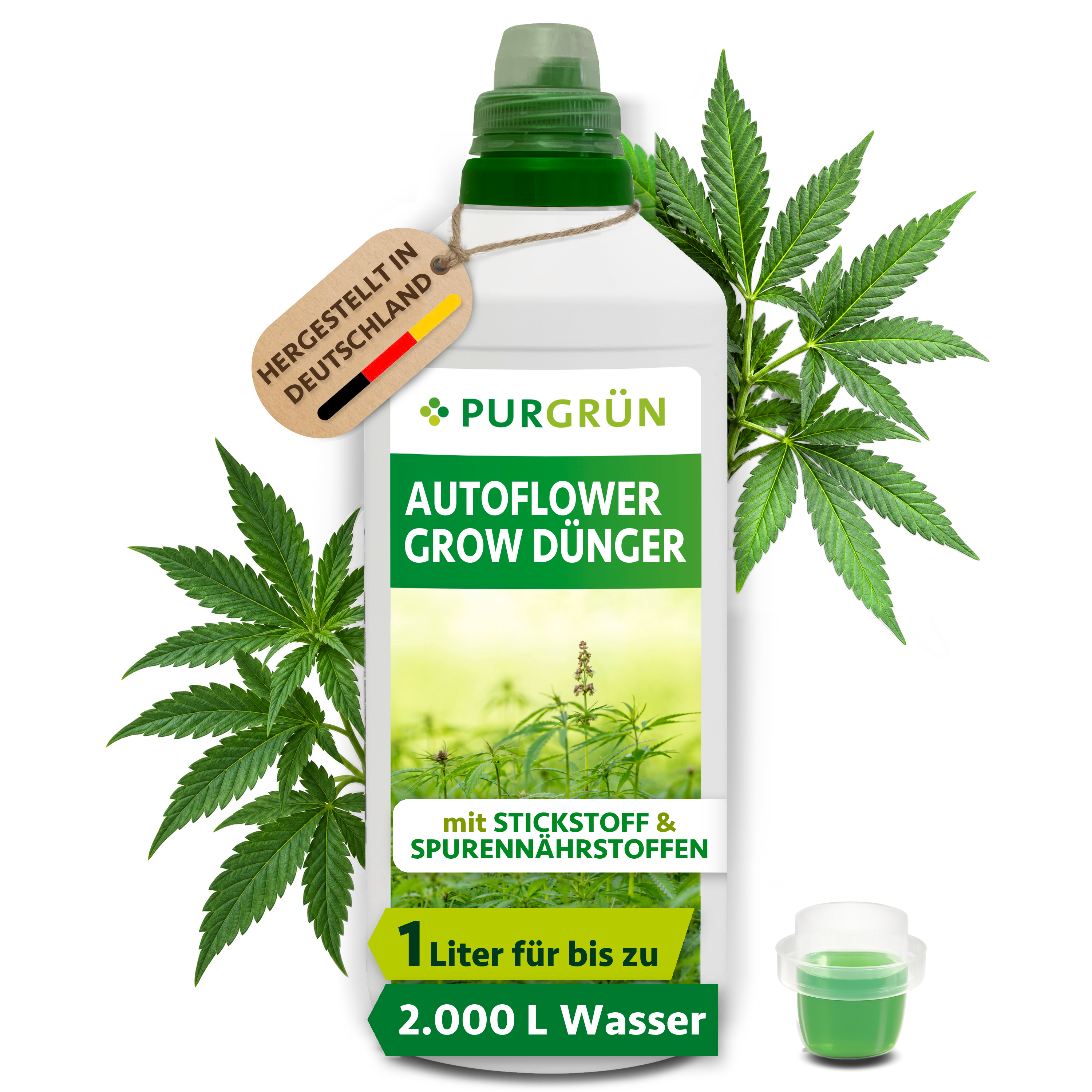 Autoflower Grow Dünger flüssig 1 L, für bis zu 2.000 L Gießwasser, für Wachstum und Wurzelbildung – Purgrün